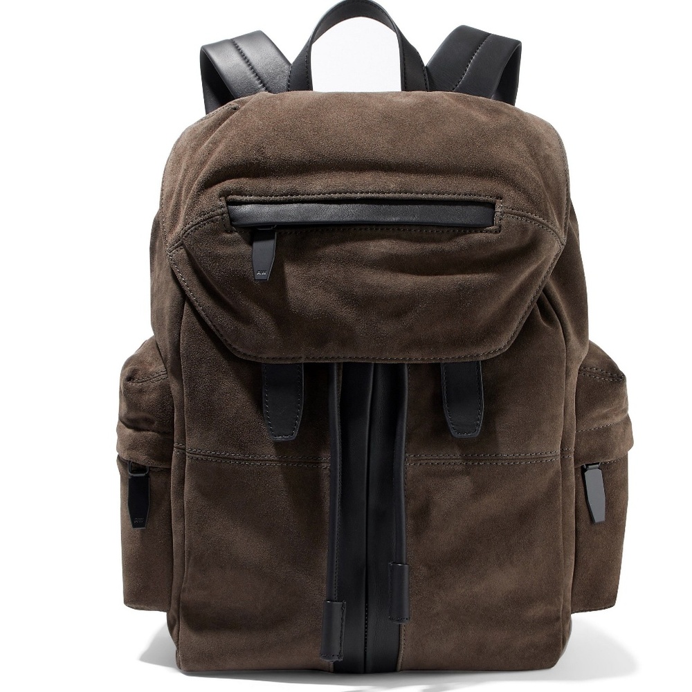 NWT Alexander Wang Brown Suede Drawstring Top Zipped Pockets Backpack